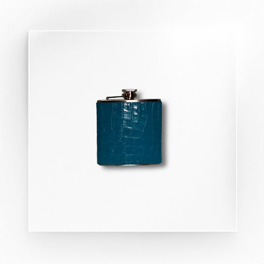 croco embossed leather flask