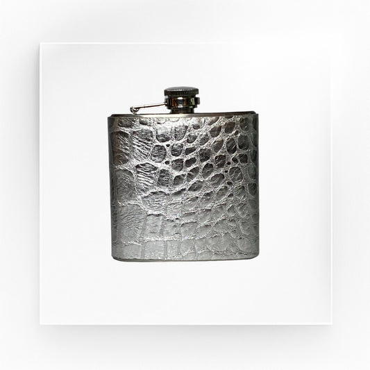 croco embossed leather flask